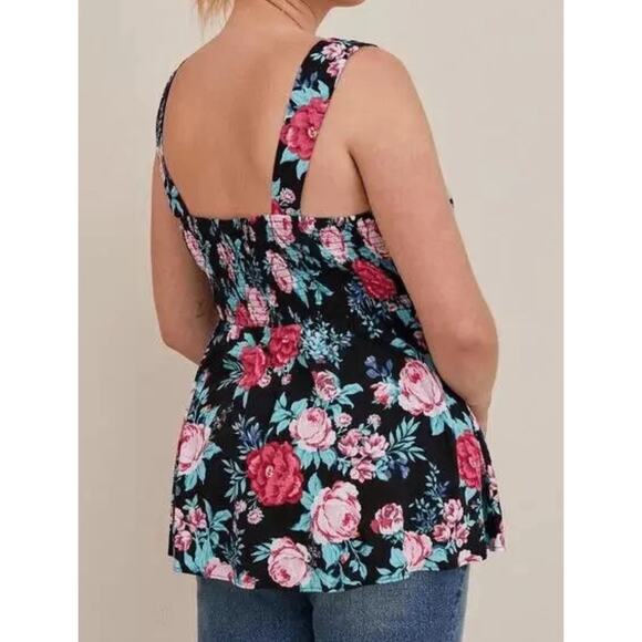 Plus Size TORRID Smocked Waist Button-Front Slub Tank Top 17325810 Size 3 3X - Picture 2 of 14